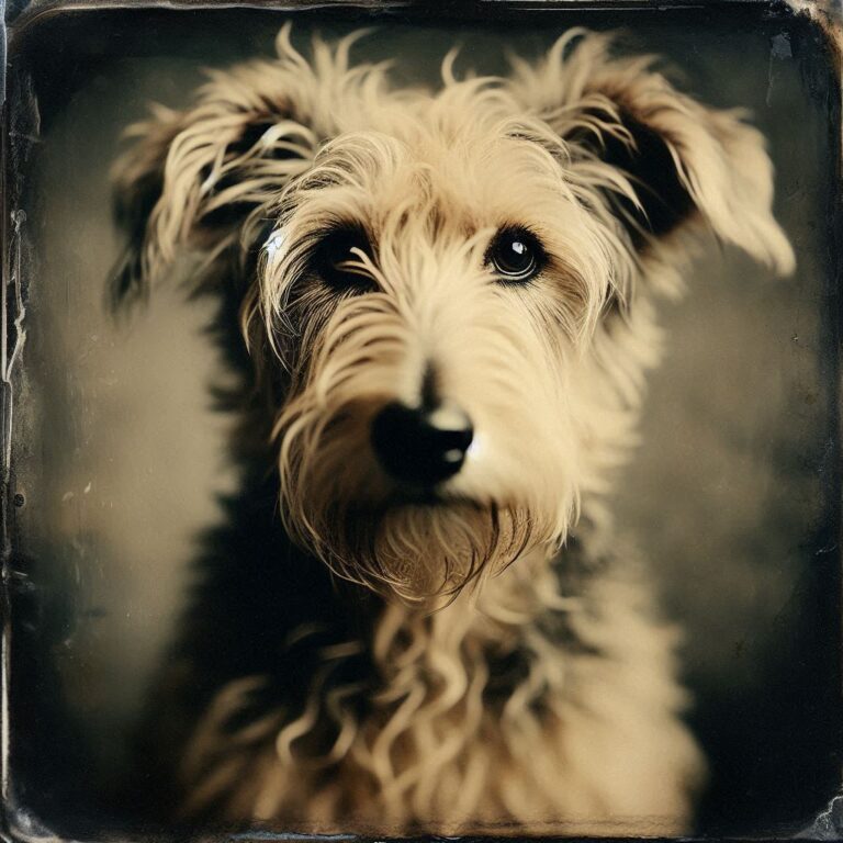 Vintage Tintype Wire Haired Terrier Dog Portrait