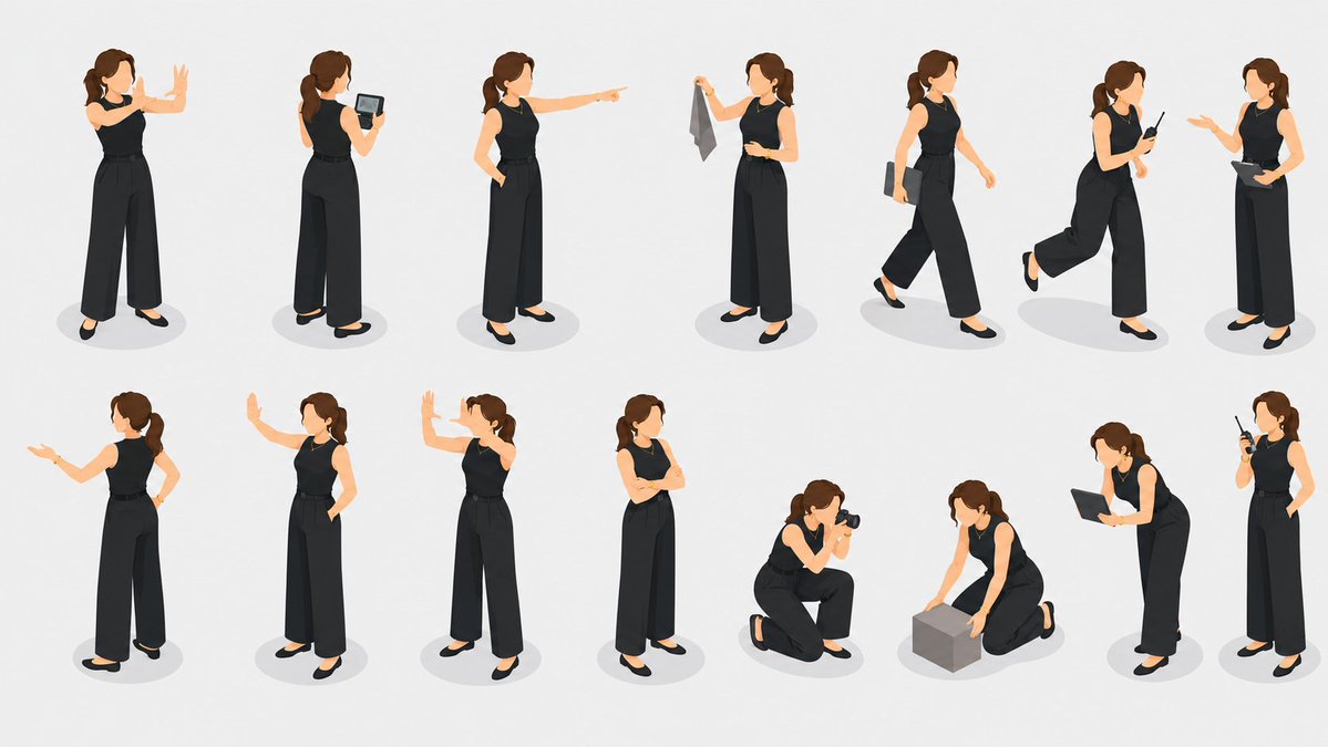 Isometric Businesswoman Pose Collection