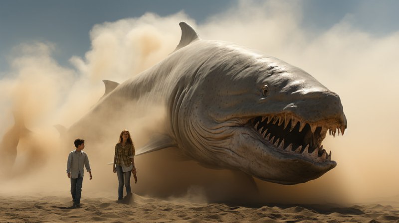 Glass Whale Beached in Sand Surreal Dreamscape