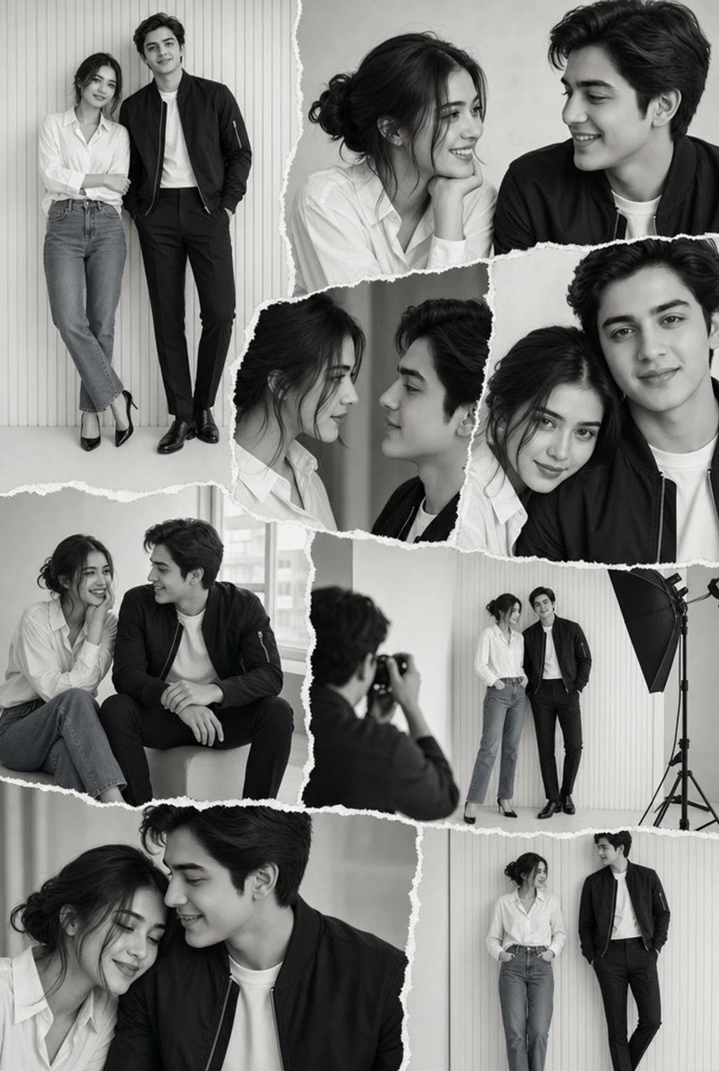 Chic Monochrome Couple Collage