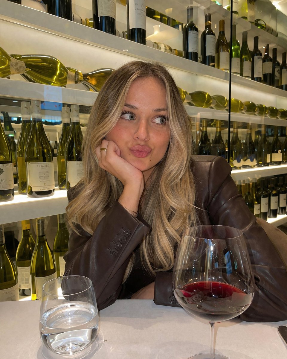 Playful Woman at Wine Bar