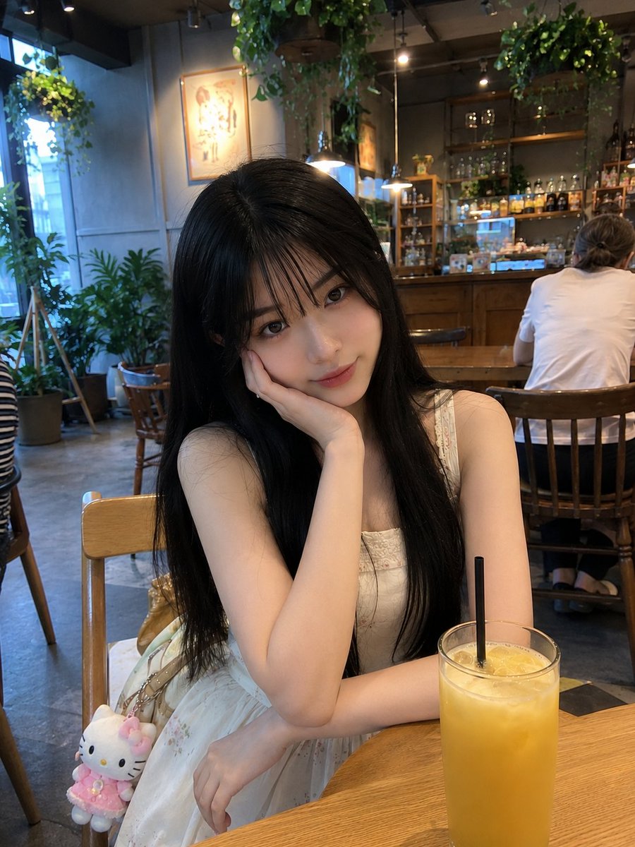 Cozy Café Girl Smartphone Portrait