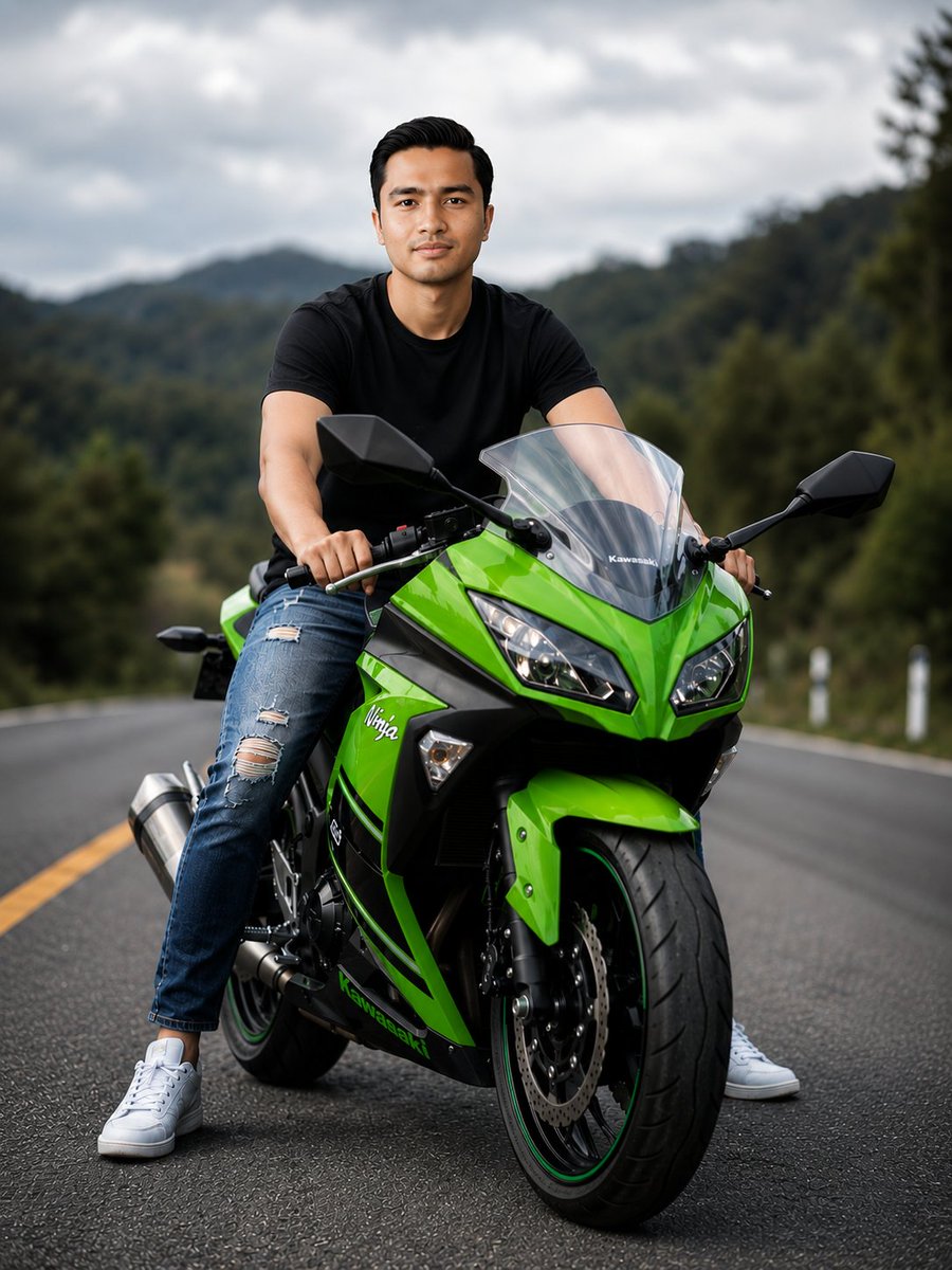 Sport Bike Rider Mountain Portrait