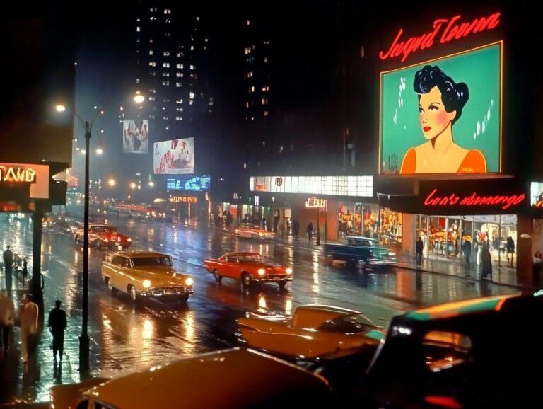 Fifties Movie Theatre Rainy Night
