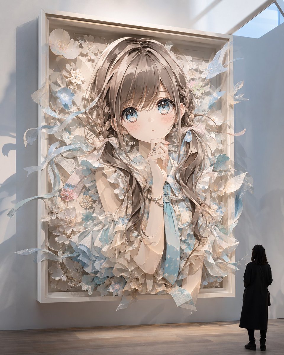 3D Papercraft Girl in Museum