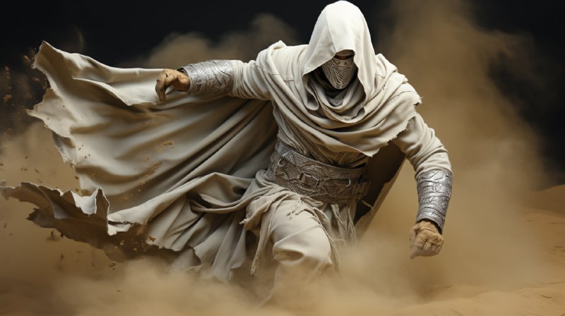 Moon Knight Dissolving Into Swirling Sand