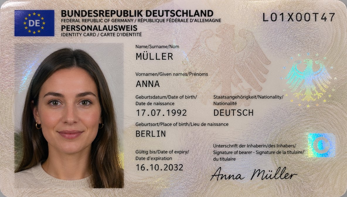 German ID Card Realistic Scan