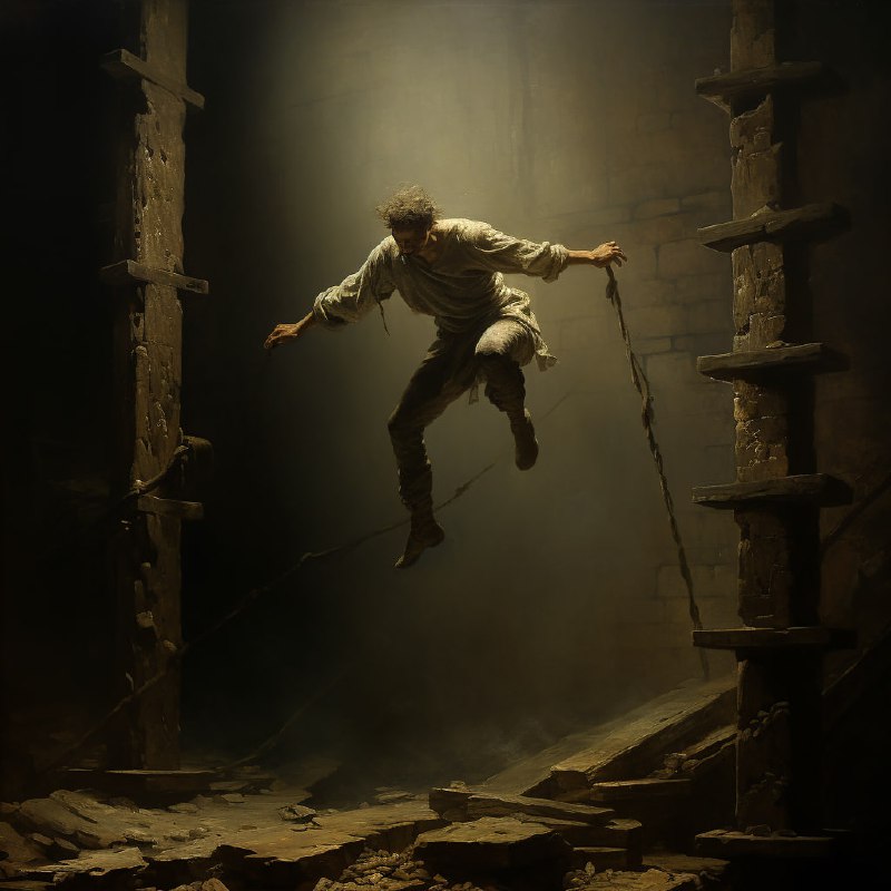Agile Human Figure Medieval Candlelit Painting
