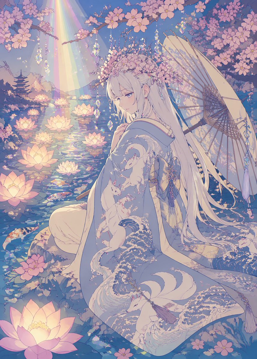 Moonlit Sakura Fox Maiden