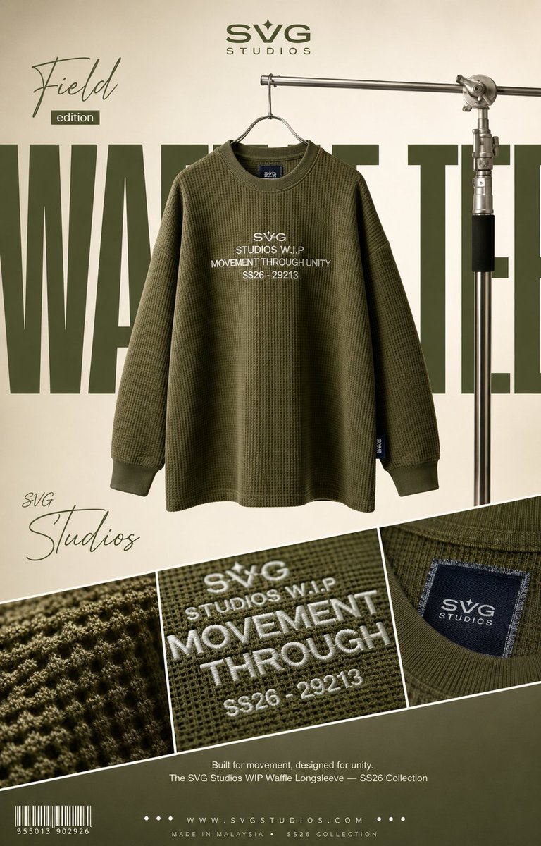 Olive Waffle Knit Fashion Poster