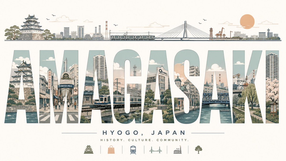 Amagasaki Retro Travel Poster