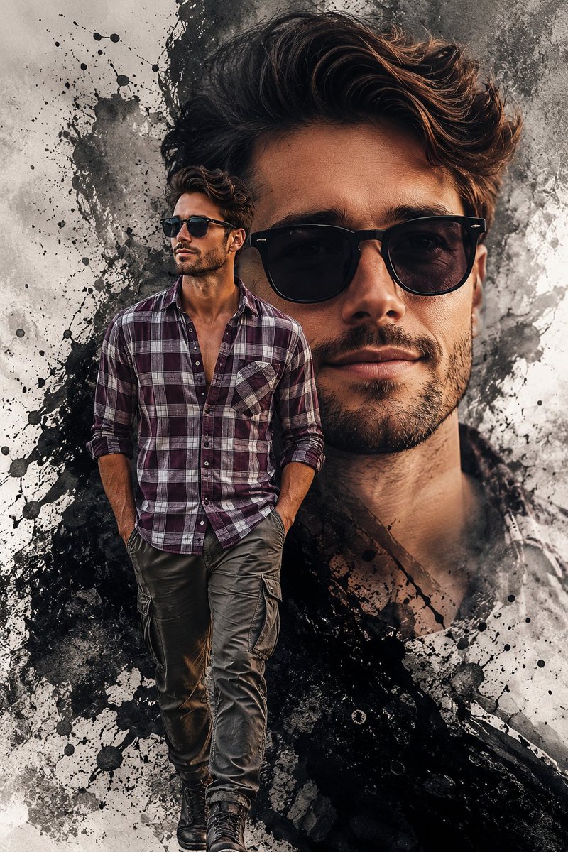 Sunglasses Double Exposure Poster
