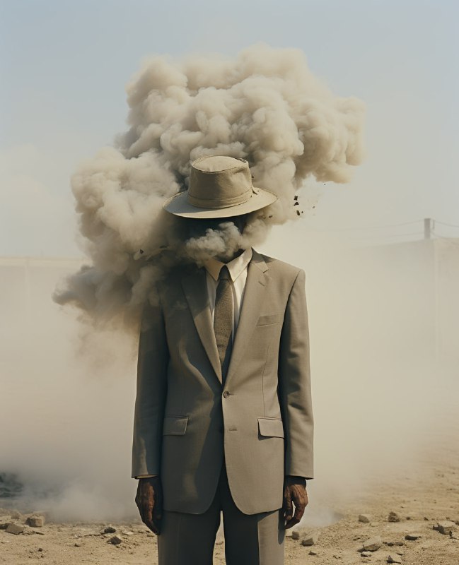 Man in Hat With Smoke Rising From His Head