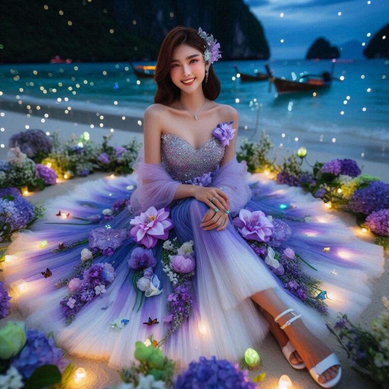 Korean Thai Woman in Jeweled Traditional Dress