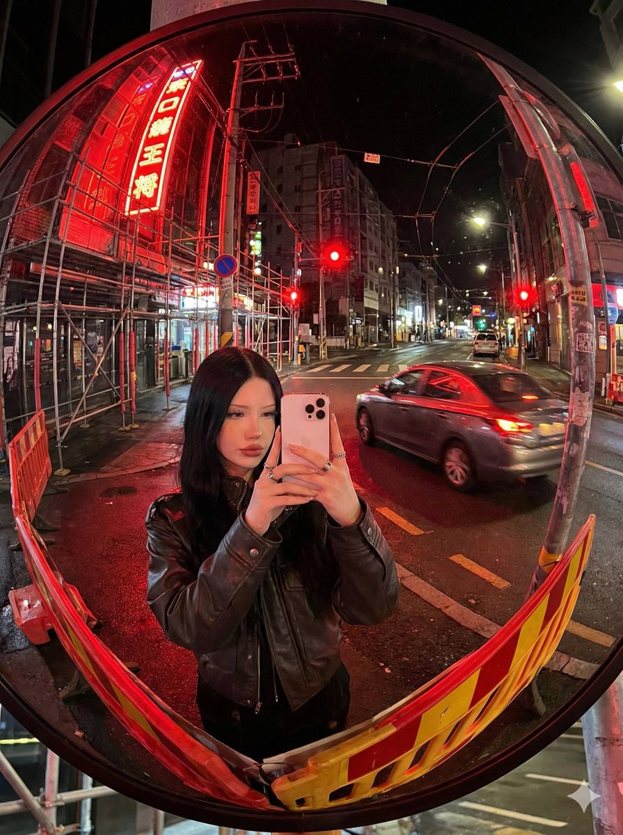 Neon Night Mirror Selfie