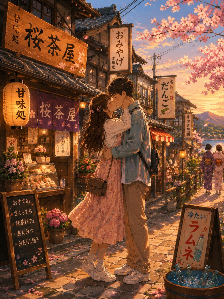 Romantic Anime Kiss in Kyoto