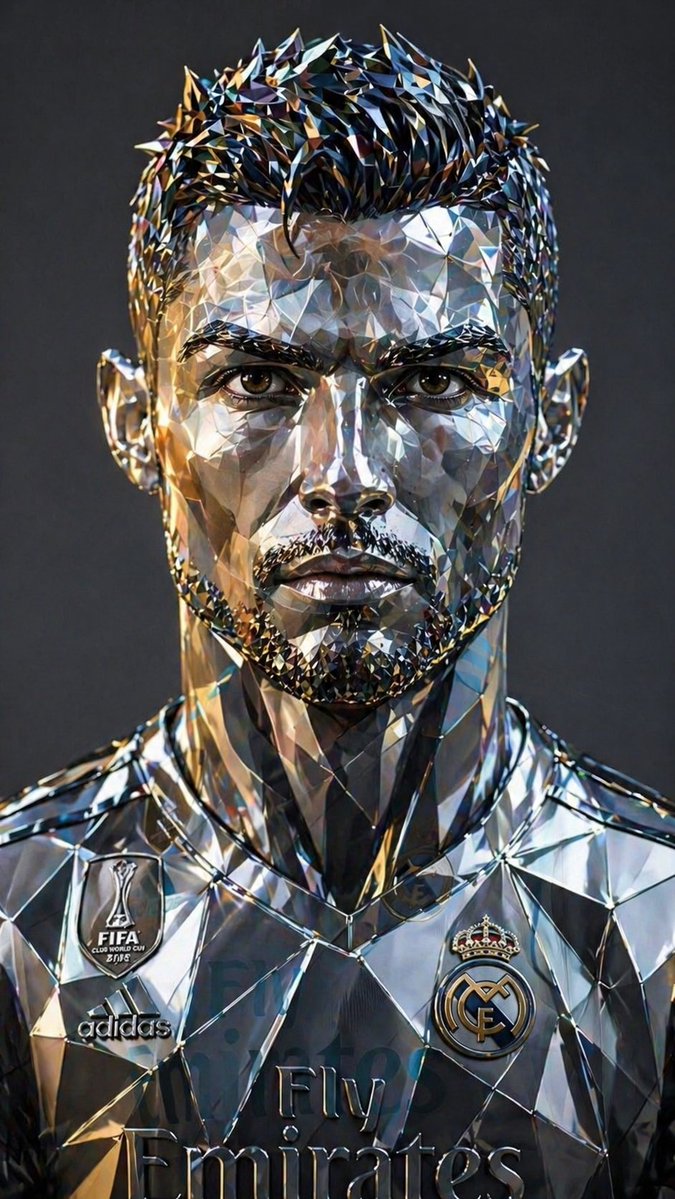 Futuristic Low Poly Chrome Portrait