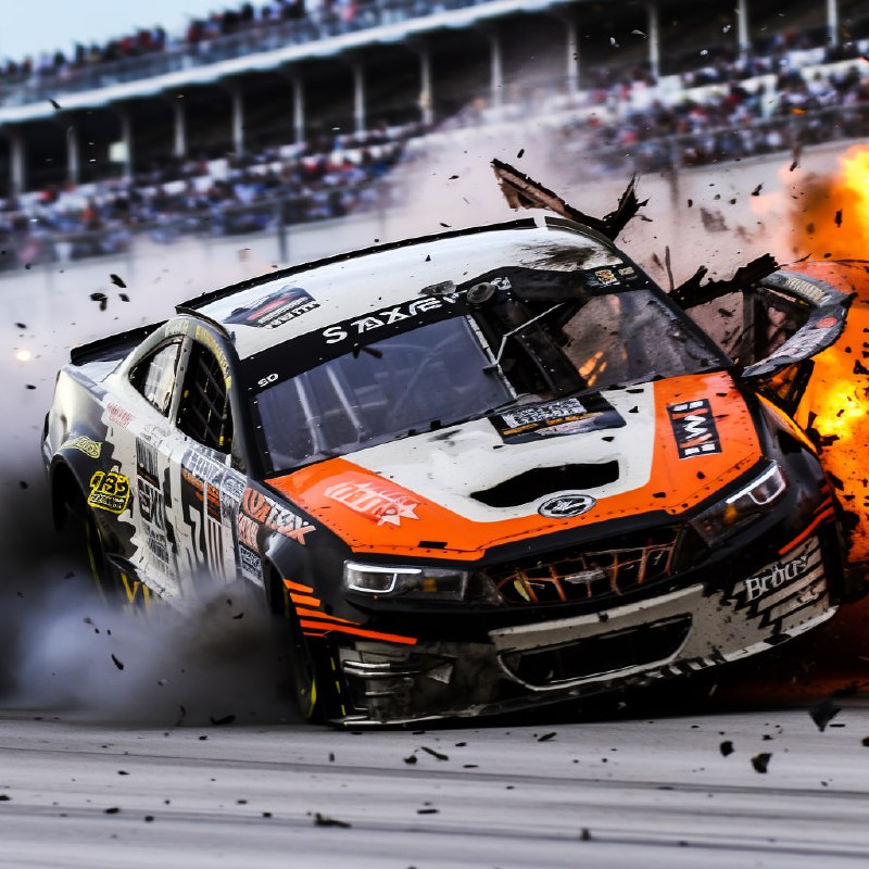 NASCAR Crash at Daytona Speedway Action Shot