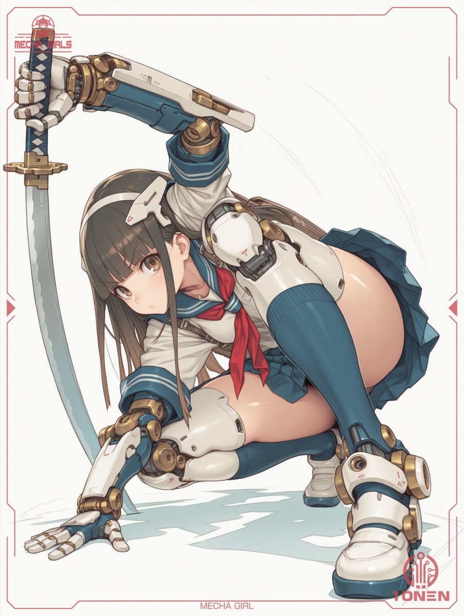 Mecha Schoolgirl Katana Slash