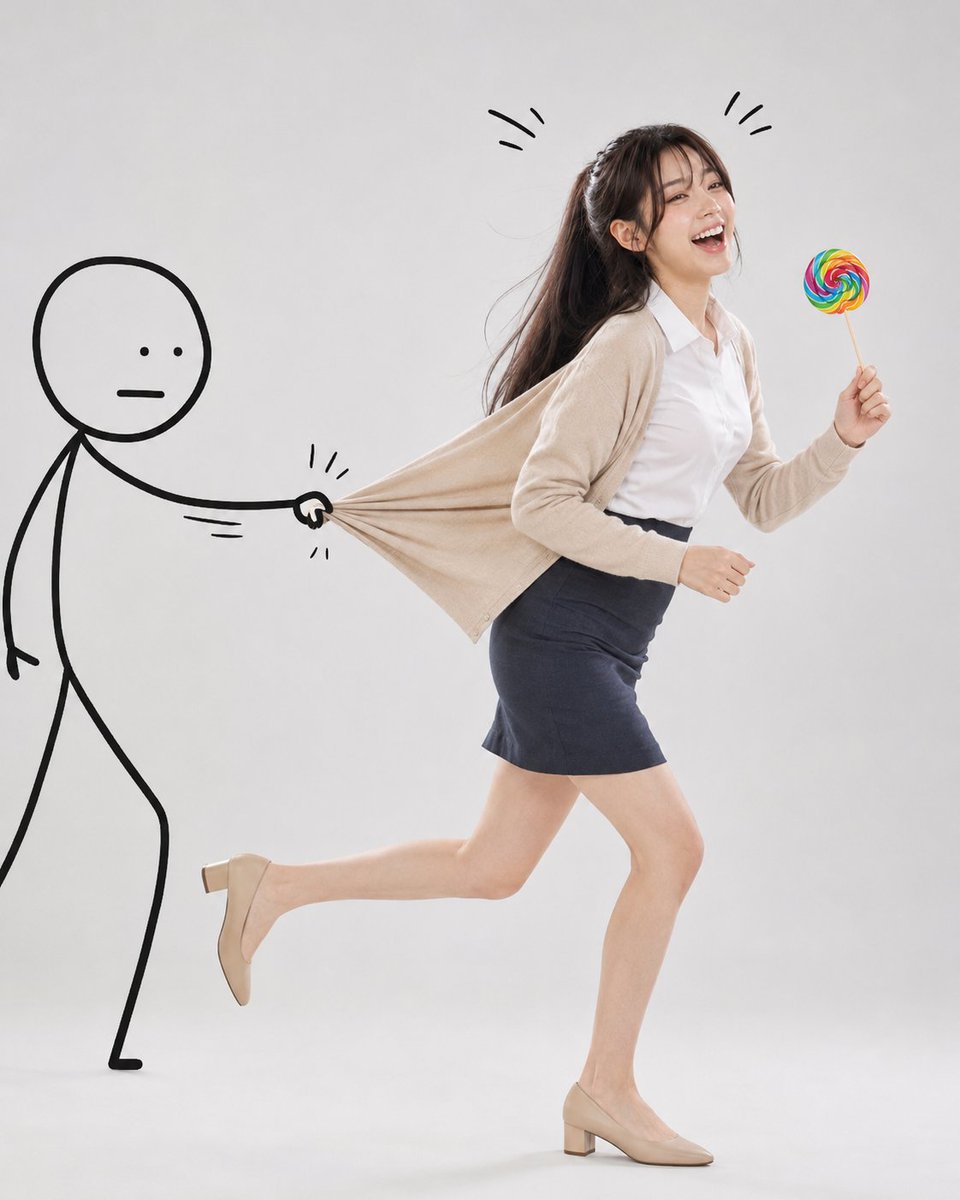 Doodle Pulls Running Woman