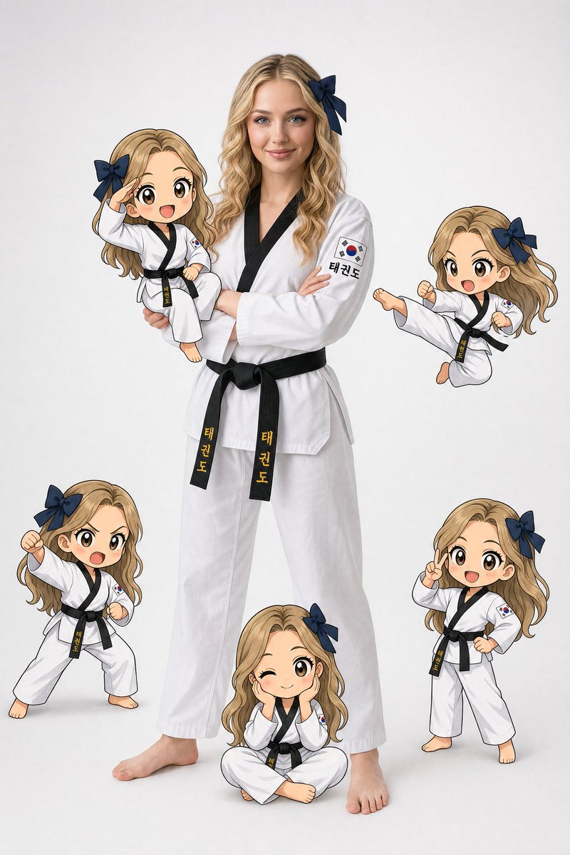 Taekwondo Girl With Chibi Clones