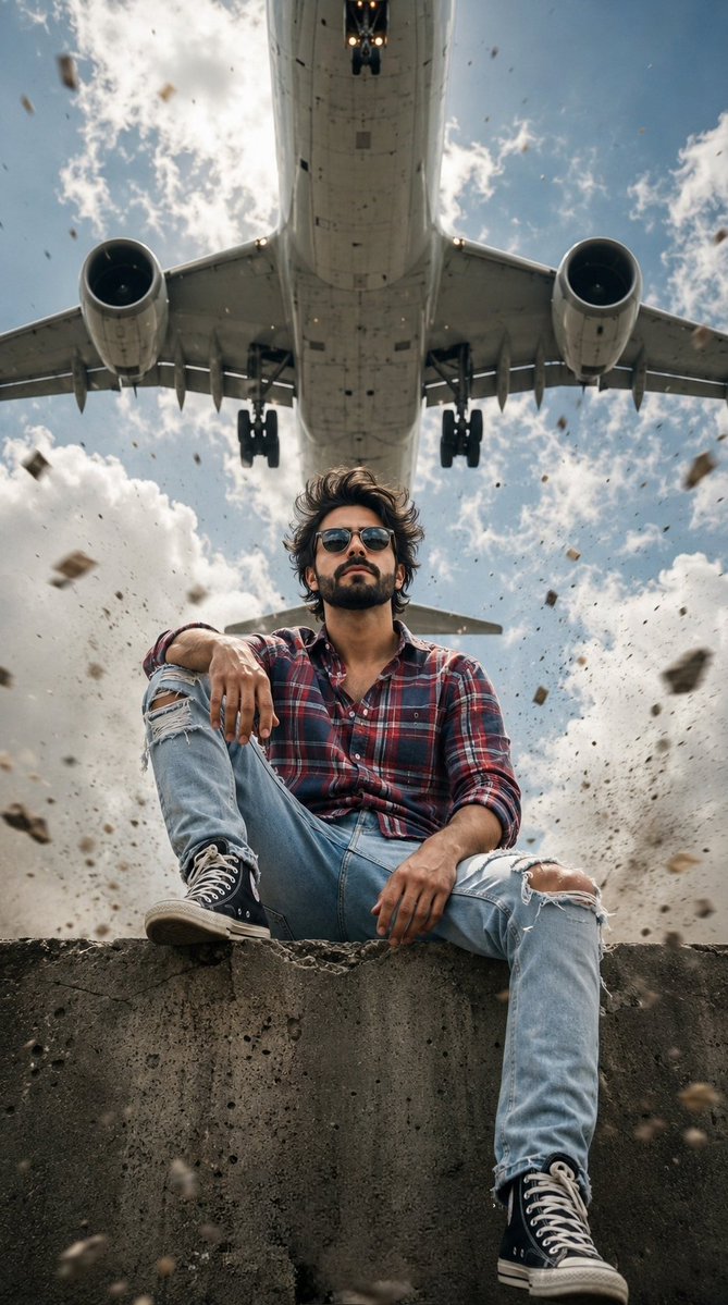 Cool Youth Under Low-Flying Giant Plane