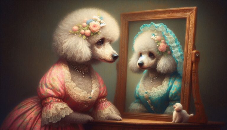 Anthropomorphic Poodle Lady Fantasy CGI Portrait