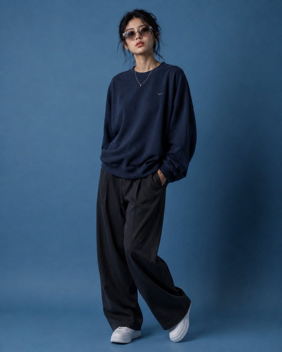 Fashion Editorial Blue Studio Portrait