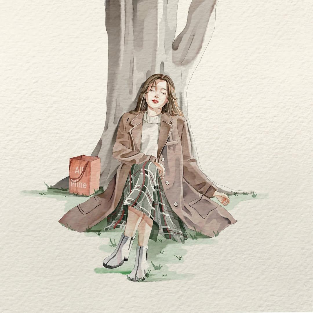 Minimalist Watercolor Girl
