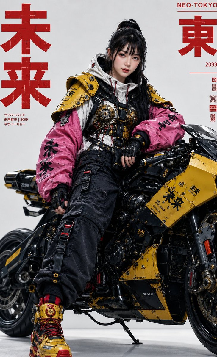Cyberpunk Motorcycle Queen Portrait