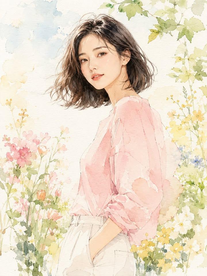 Fashion Watercolor Portrait Illustration