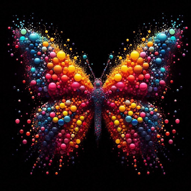 Butterfly Formed From Vibrant Ink Color Drops