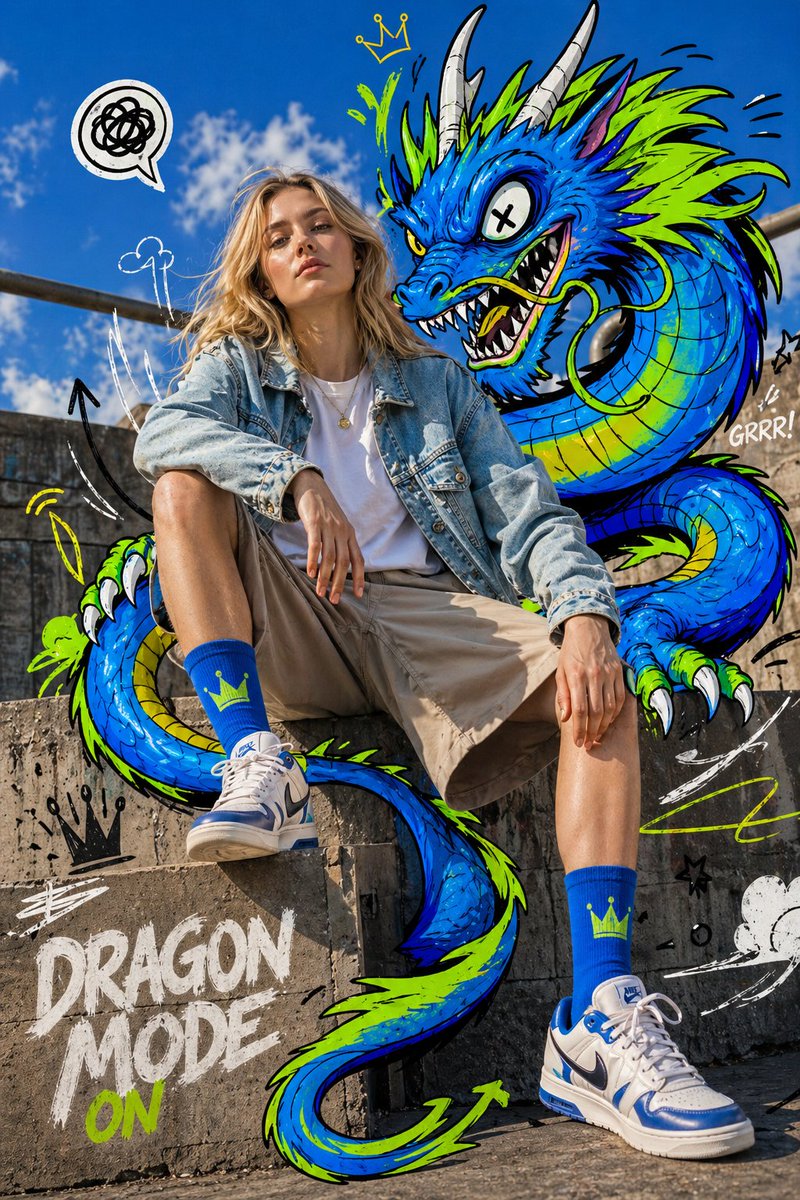 Urban Fashion With Neon Dragon