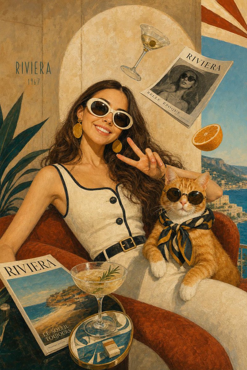 Surreal Riviera Cat Lounge Art