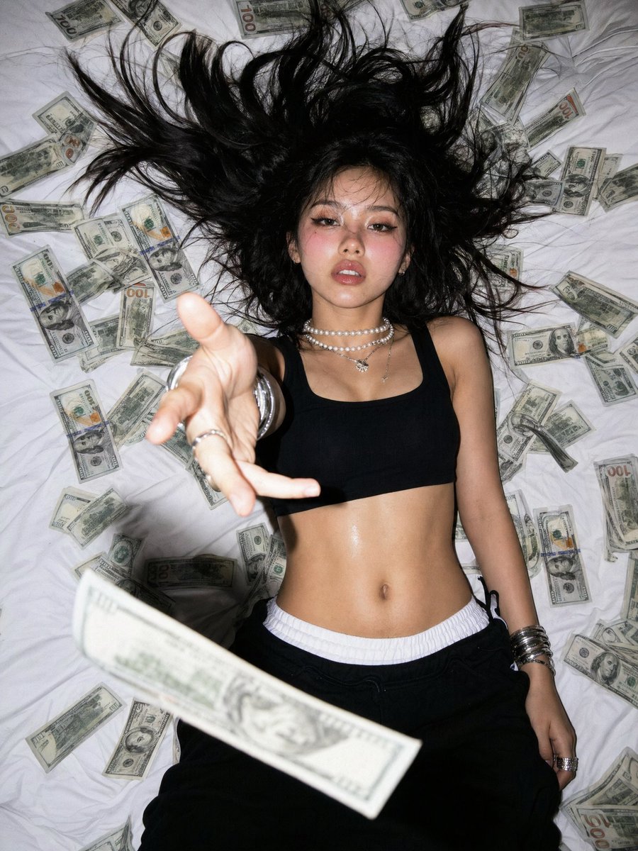 Cash-Scattered Fashion Flash Shot