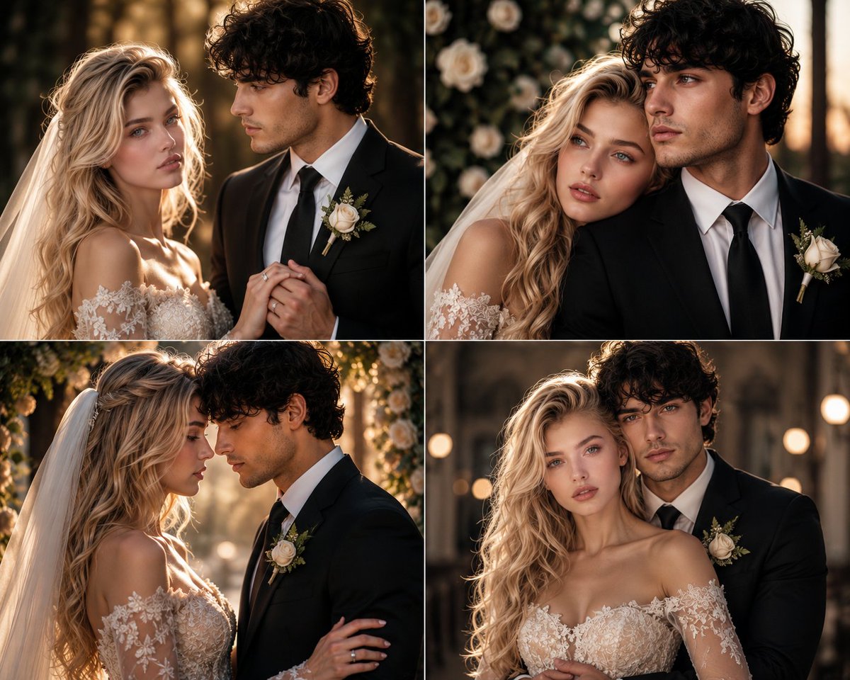AI Romantic Wedding Couple Portraits