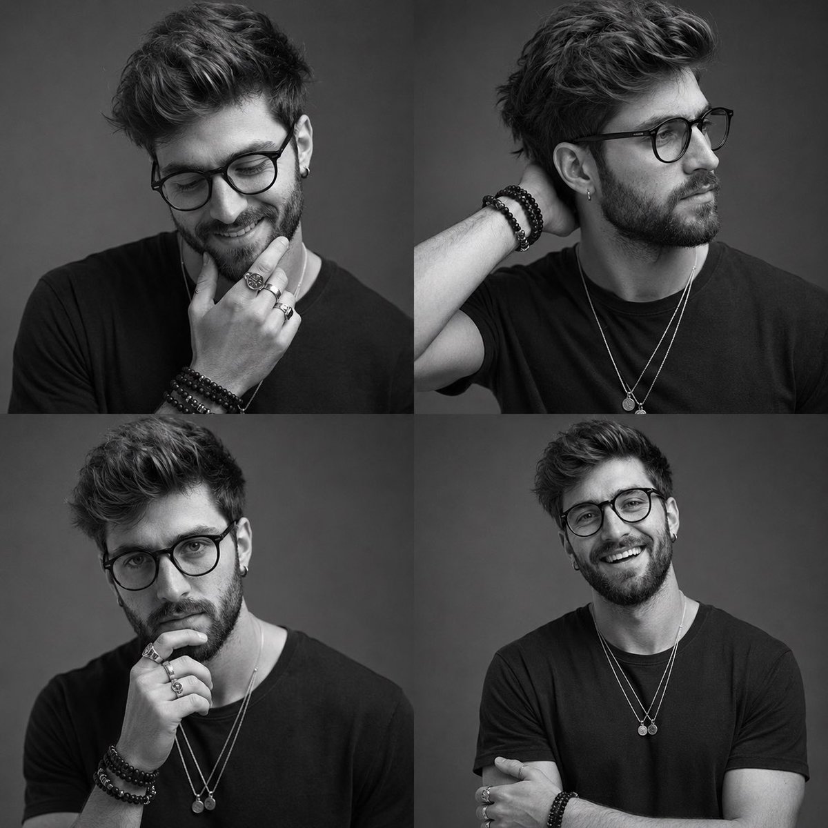Masculine Monochrome Portrait Grid