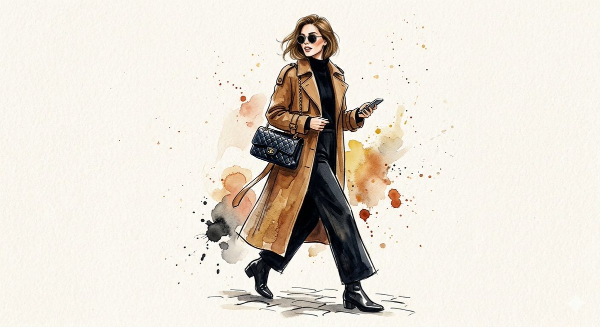 Chic Watercolor Fashion Sketch