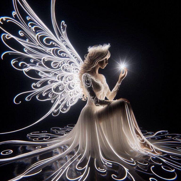 Angel of White Light Long Exposure Photo