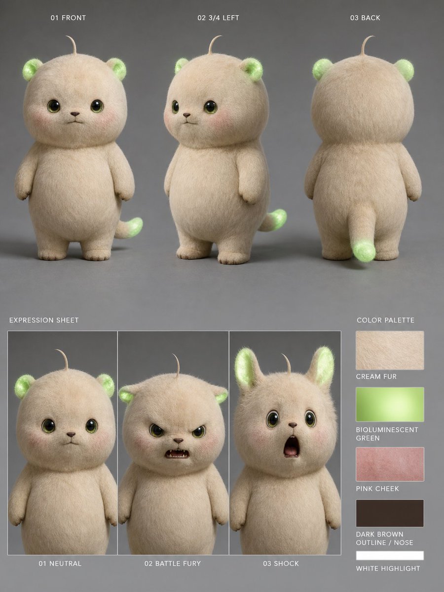 Bioluminescent Cream Forest Cub Reference