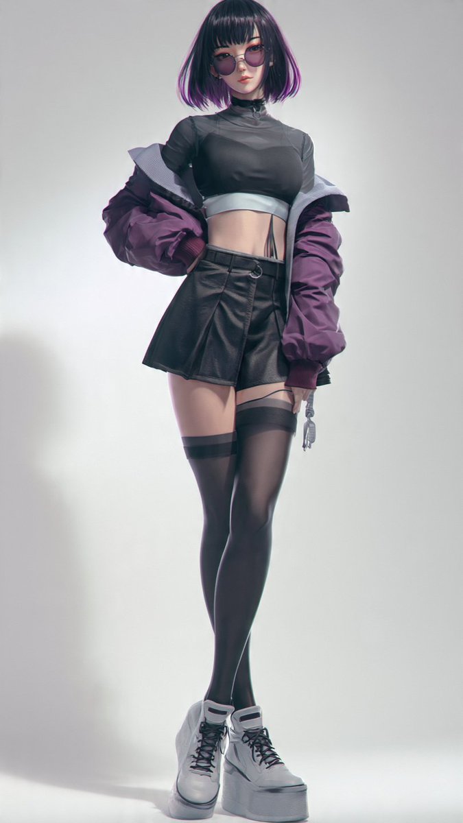 Cyber Streetwear Anime Fashion Model