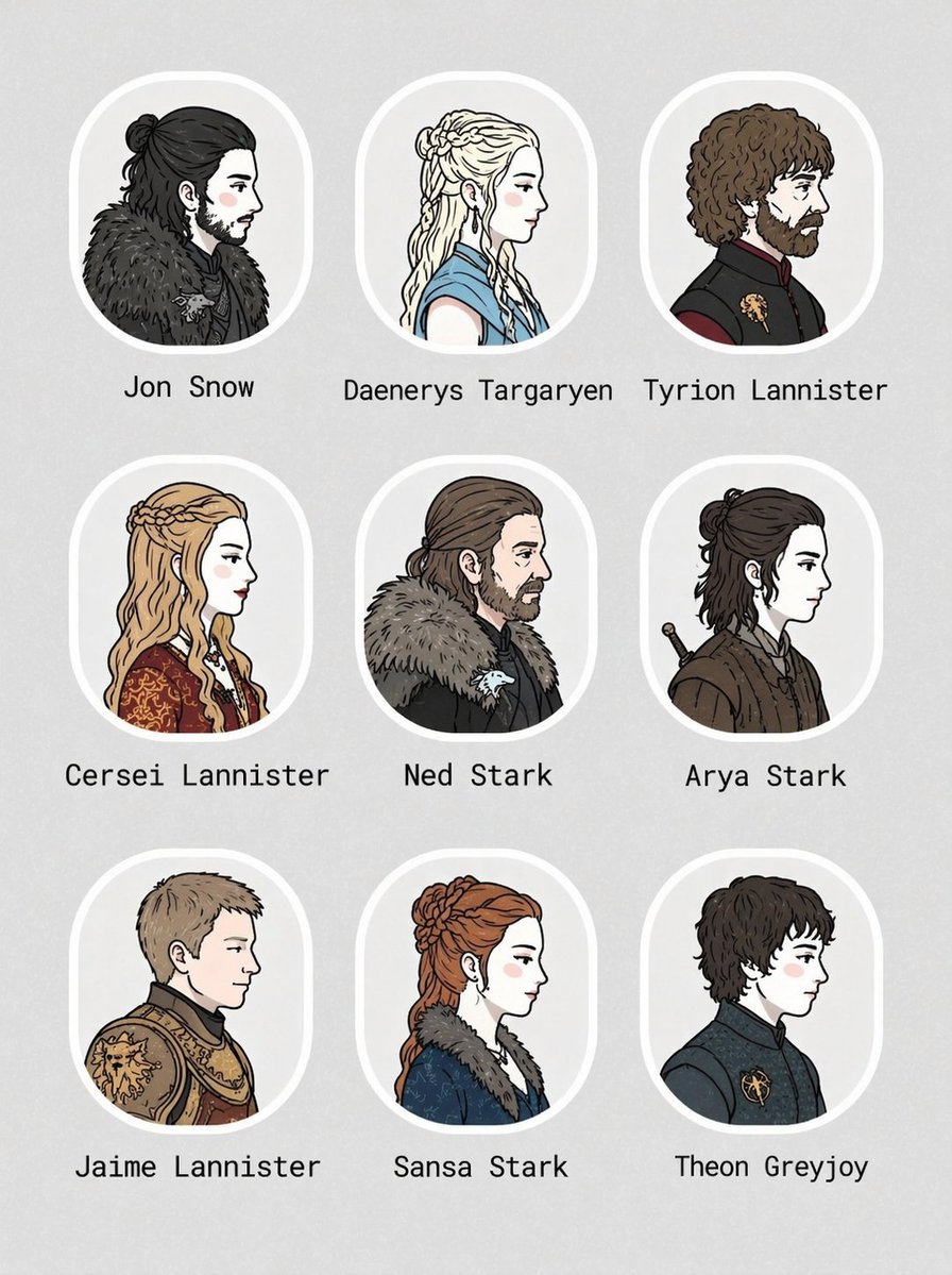 Game of Thrones Character Grid