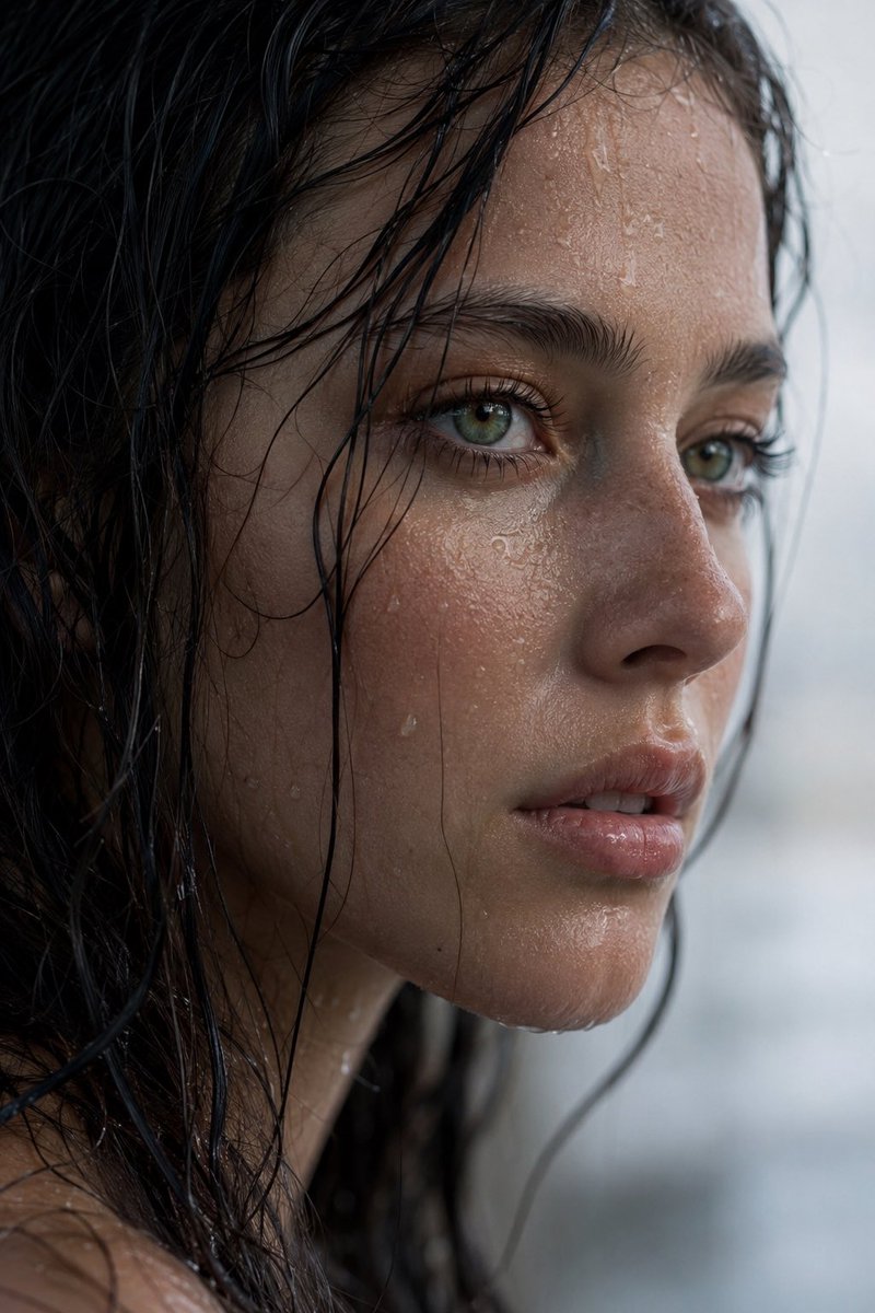Rain-Kissed Profile Portrait