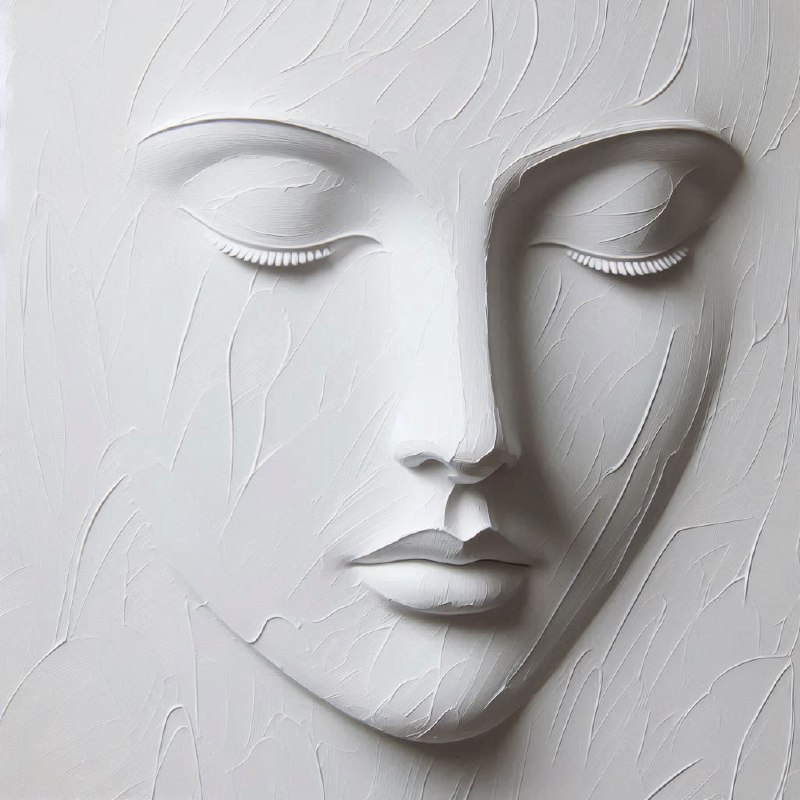 White Minimalist Sculpted Face in Paint Lines