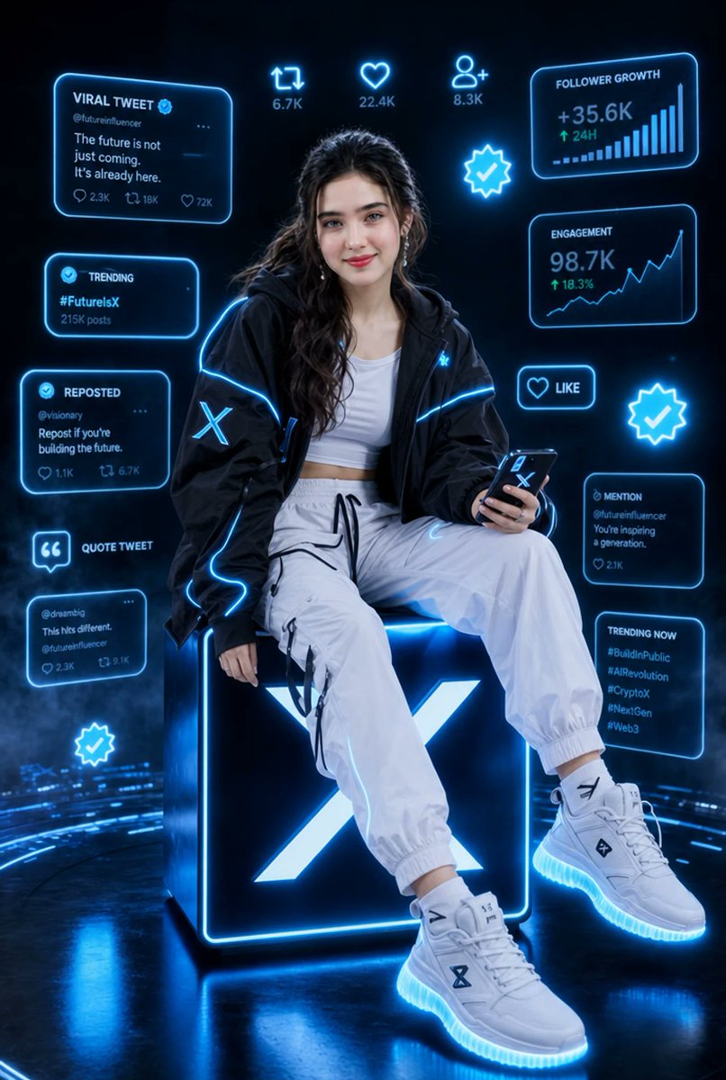 Futuristic Tech Influencer Portrait