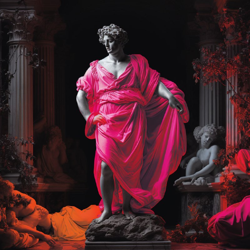 Classical Art With Neon Details Clothing Print