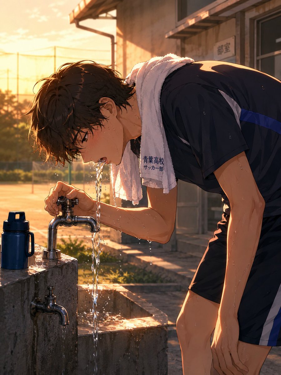 Soccer Player Sunset Refreshment