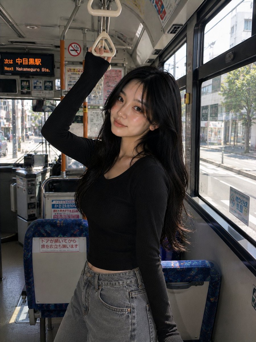 Korean Beauty on Japanese Bus