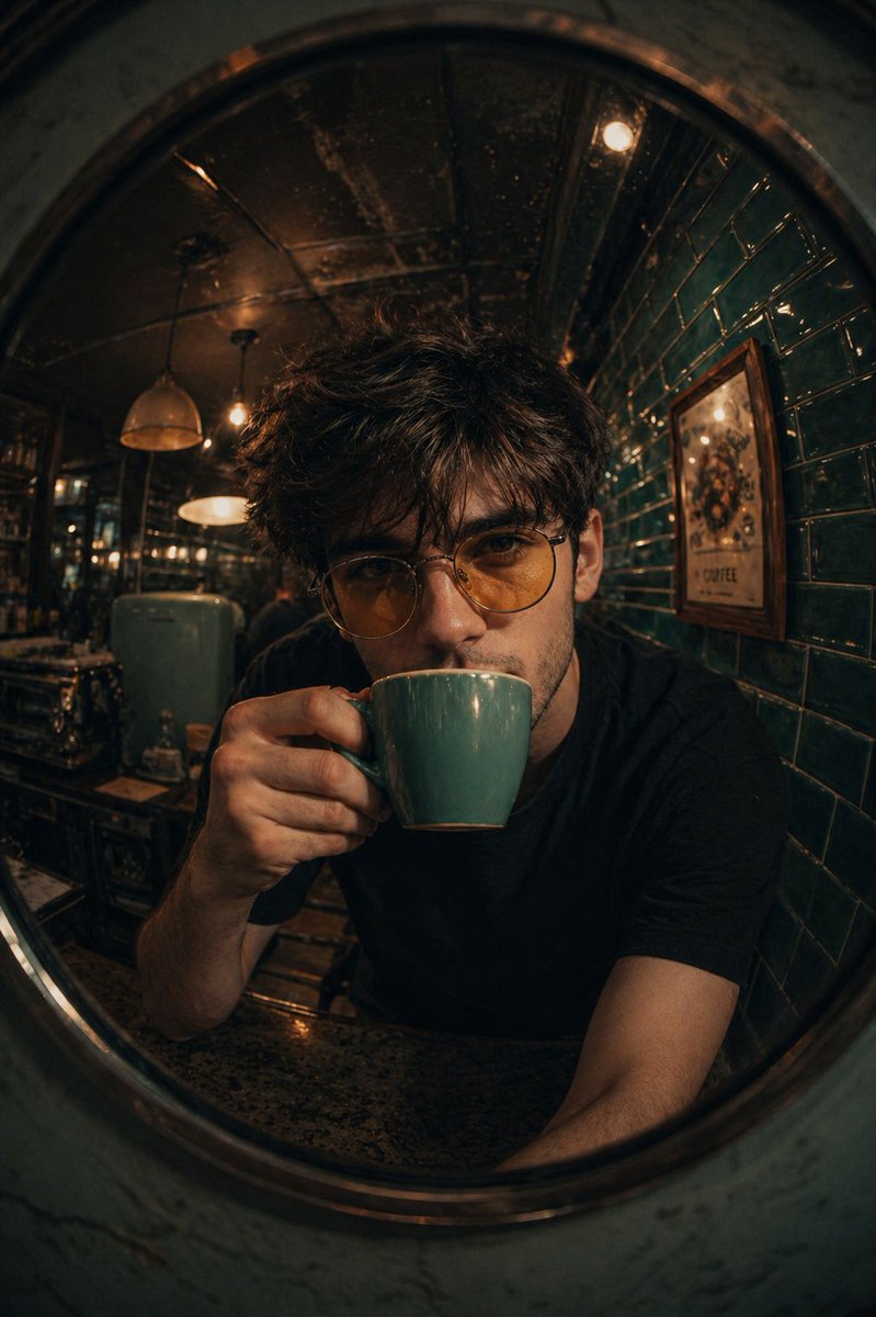 Retro Café Fisheye Portrait