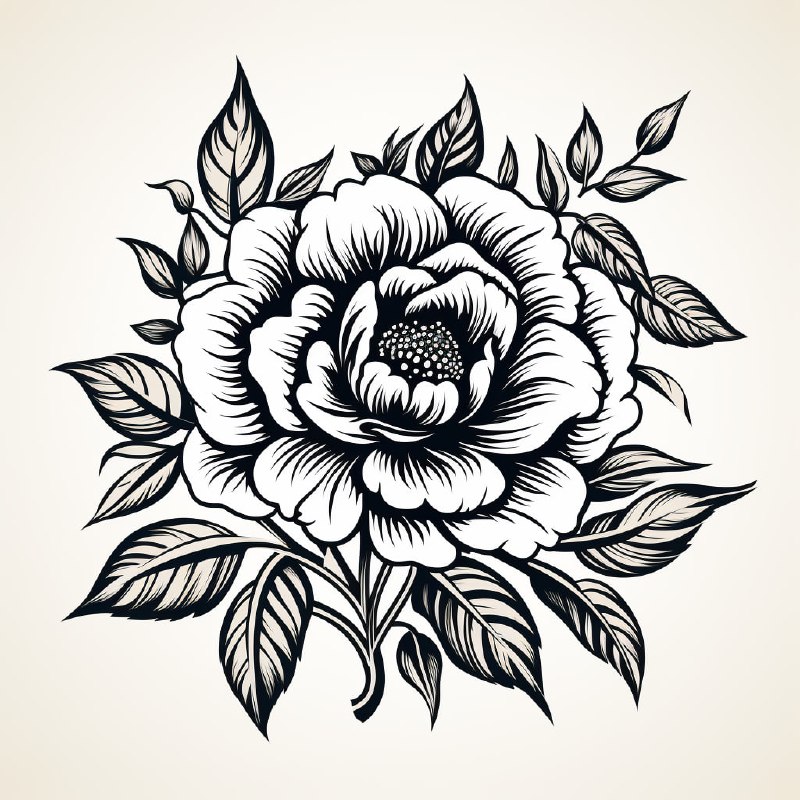Monoline Peony Flower Logo Vector Design